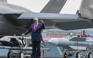 President Trump addresses the crew of the USS George Washington