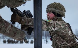 British Army personnel conduct bayonet training in Estonia