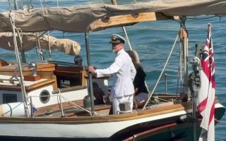 Commodore Tom Guy and his wife Katie leave the base with an escort from the Royal Navy Gibraltar Squadron after four years in the role (Picture: BFBS)