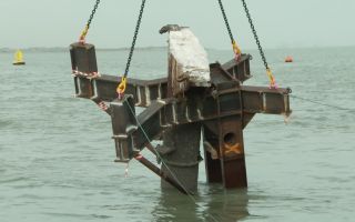 The SS Richard Montgomery is suffering from corrosion and is listing more each year, with experts fearing the ship can no longer support the weight of the masts (Picture: BFBS)