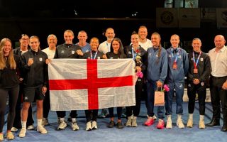 31082026 England boxing pose at Silesian competition with Terri Stuart and Amelia Kennedy Credit Amelia Kennedy.jpg
