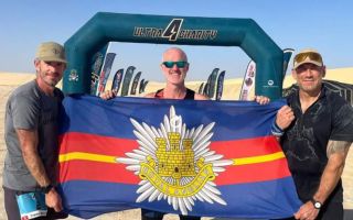 311025 Cpl Simon Richardson after winning the Ultra 4 Charity Sahara Desert race October 2025 with Jason Foxy Fox and Brian Wood CREDIT Cpl Simon Richardson