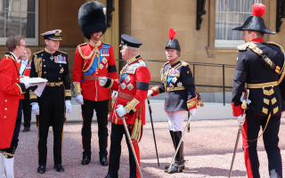 The Prince of Wales, His Majesty The King and The Princess Royal at Trooping the Colour J