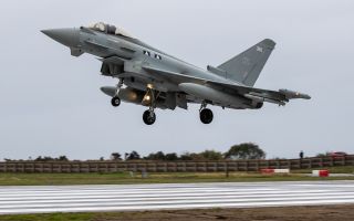 A Typhoon returns to RAF Lossiemouth following the resurfacing of the runway in 2020 08082024 CREDIT MOD