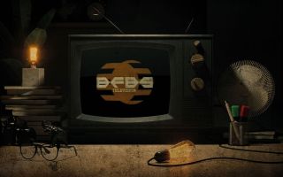 A recreation of a vintage BFBS TV logo on screen in 1975 CREDIT BFBS