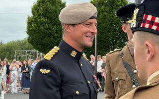 Bear Grylls inspecting personnel at Harrogate 080824 CREDIT BFBS