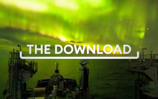 Download graphic superimposed over a striking image of the northern lights