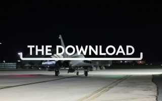 Aircraft in the night in the background of the Download Graphic