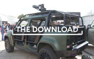 green military vehicle with download graphic