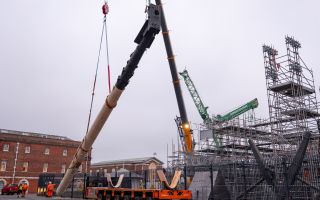 HMS Victory without masts after complex removal operation for major conservation project