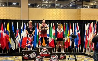 Kirsty Allen at top of the podium at Masters World Weightlifting Championships Credit Kirsty Allen on Instagram Date 12092025.jpg 