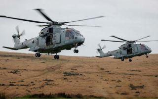 The helicopter involved in the crash was a Merlin Mk4, according to the First Sea Lord - the helicopters pictured here were taking part in a previous iteration of Exercise Merlin Storm in 2024 (Picture: MOD)
