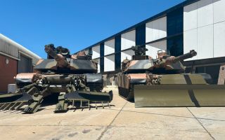 The Abrams main battle tanks will be equipped with track-width mine ploughs and combat dozer blades