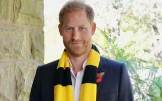 Prince Harry wearing Scotty's Little Soldiers scarf Credit Courtesy of Archewell 061025