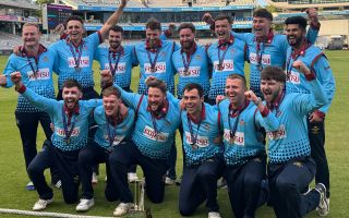 RAF cricketers celebrate with T20 Inter Services trophy at Lord's Credit BFBS DATE 22052025.jpg