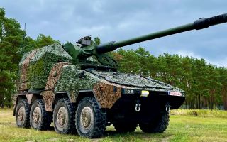 The turreted artillery variant from the Boxer family is able to fire on the move