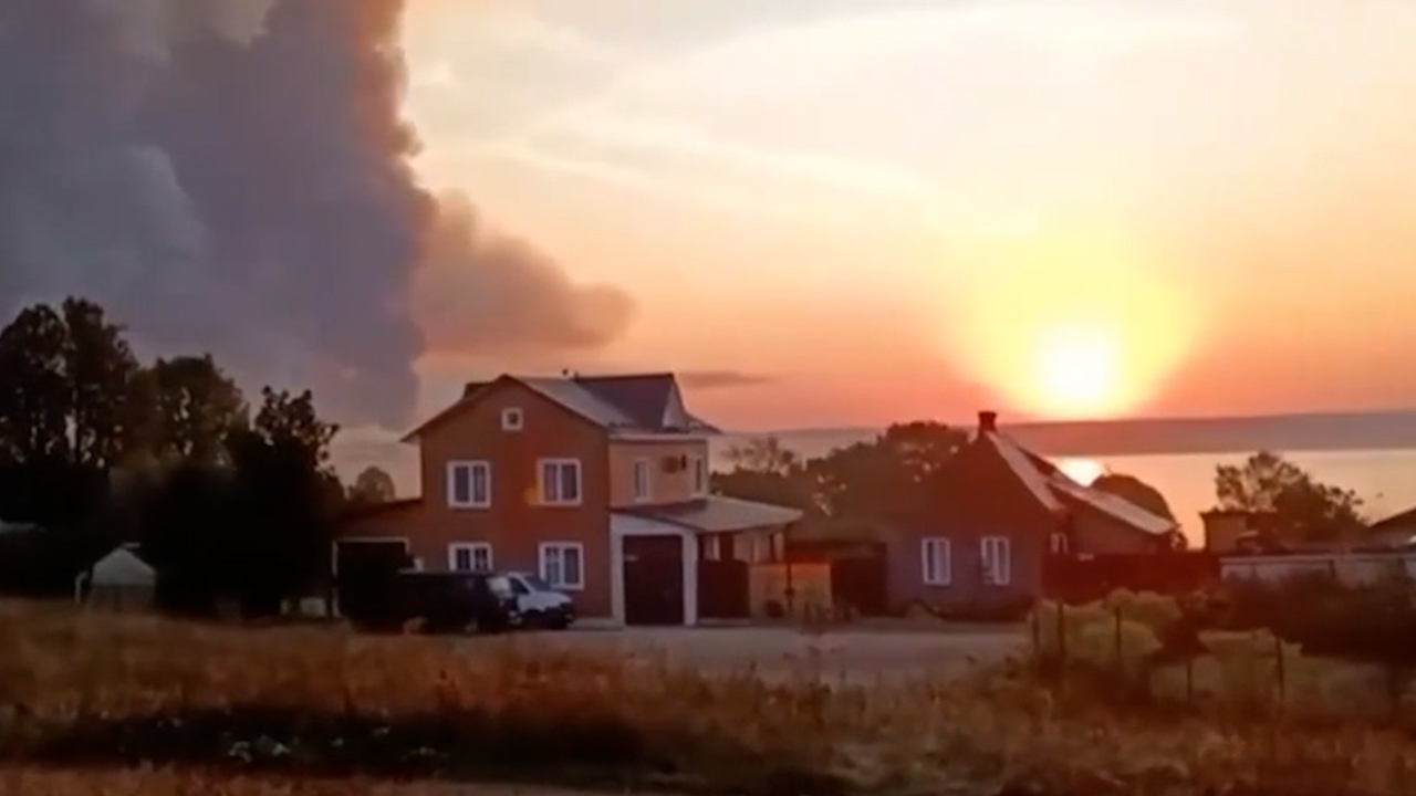 The explosion at Toropets is thought to be one of the largest non-nuclear explosions in history (Picture: Russian Social Media)