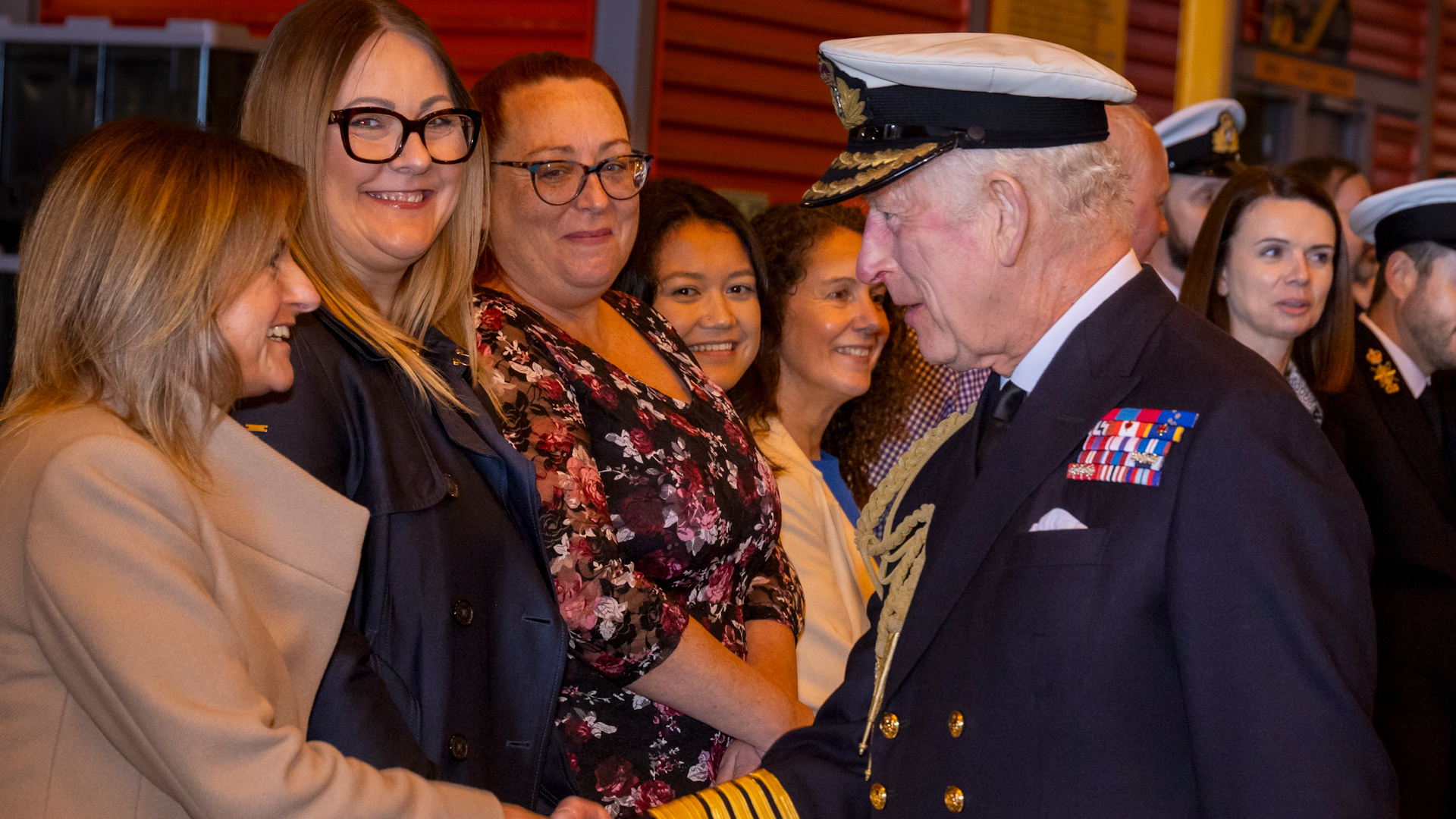 The King spent time with families, service personnel and senior members of the Royal Navy during his visit to the home of the submarine service (Picture: Royal Navy)