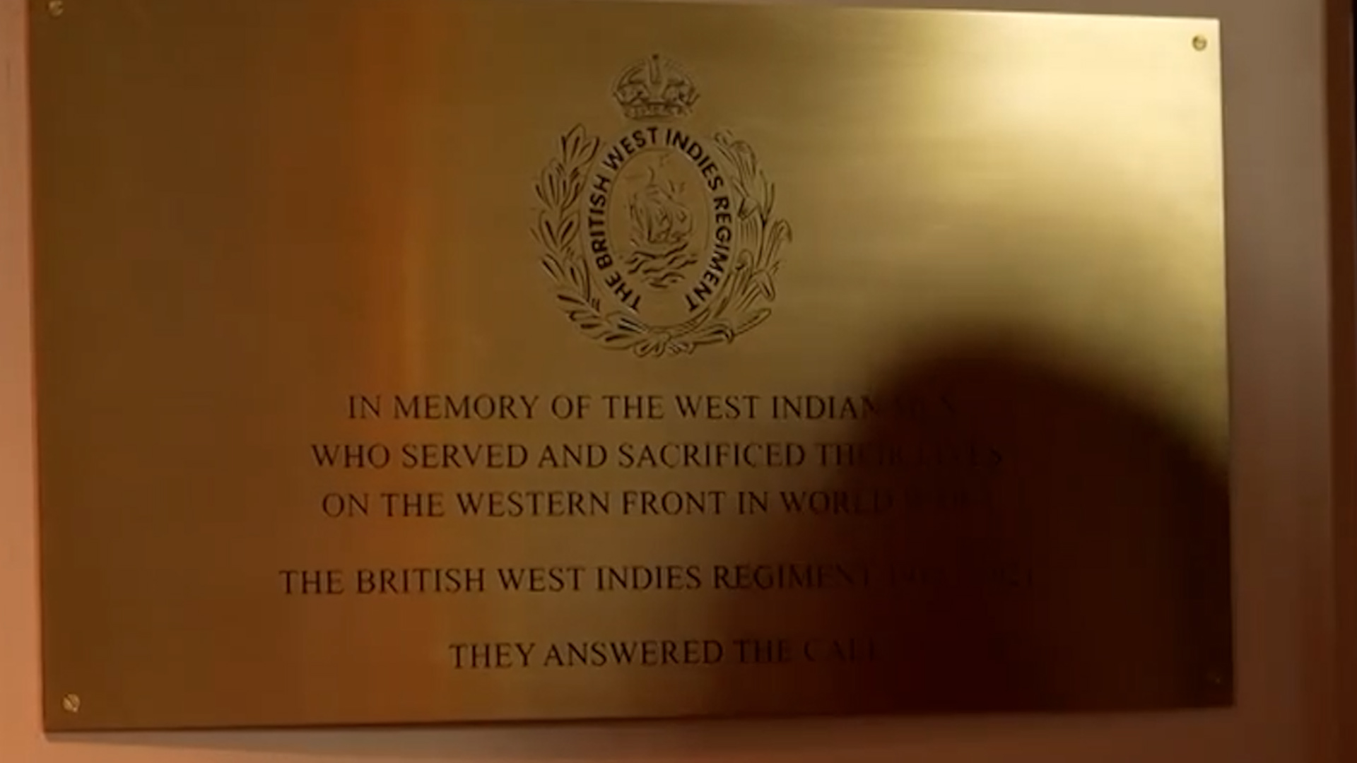 The plaque for the West Indies Regiment was unveiled at the St George’s Memorial Church in Ypres