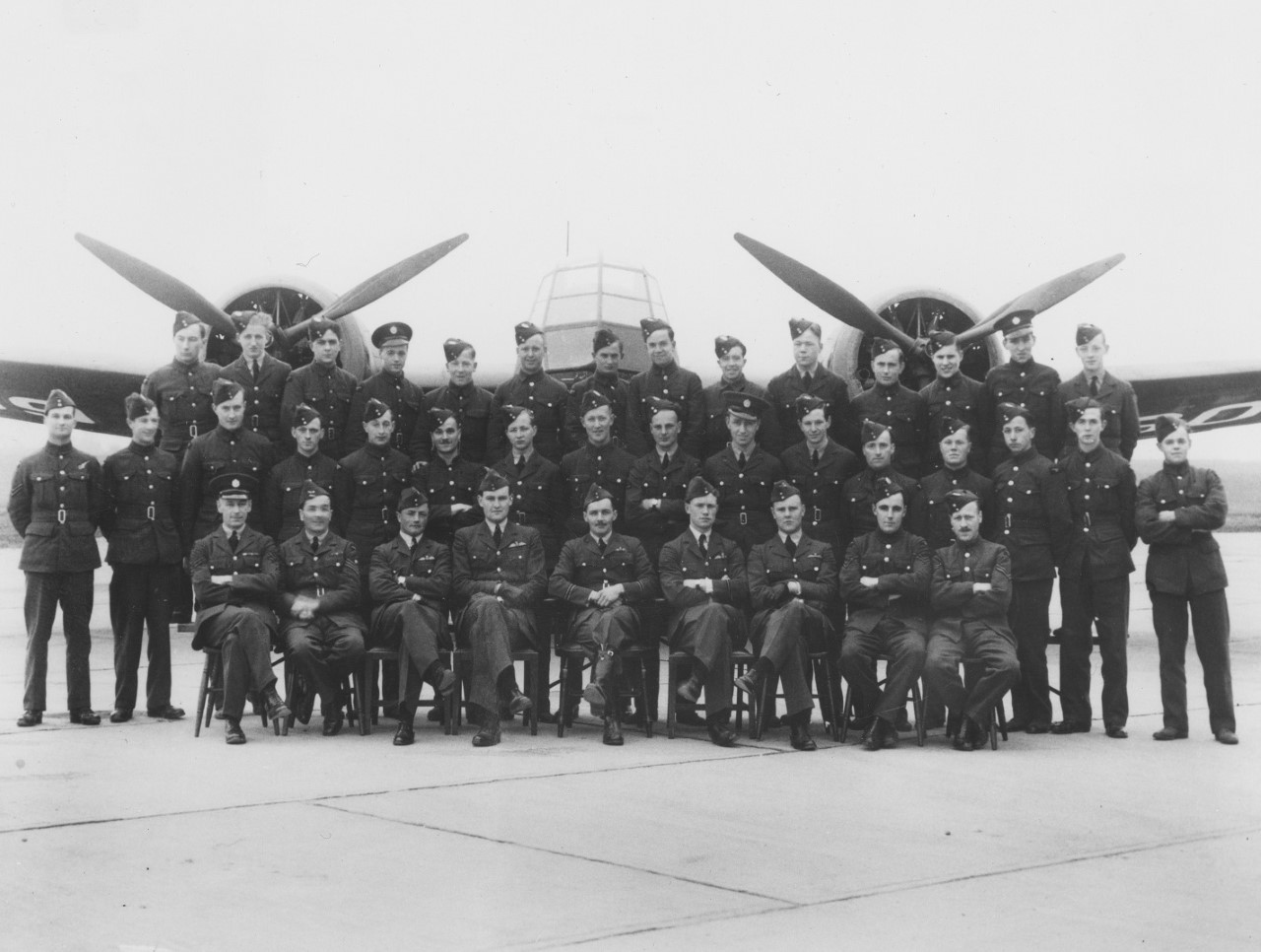 A picture taken of 62 Squadron at RAF Cranfield in 1983 , with Arthur Scarf located in the front row, 3rd from right (Picture: Crown Copyright/ RAF Museum).