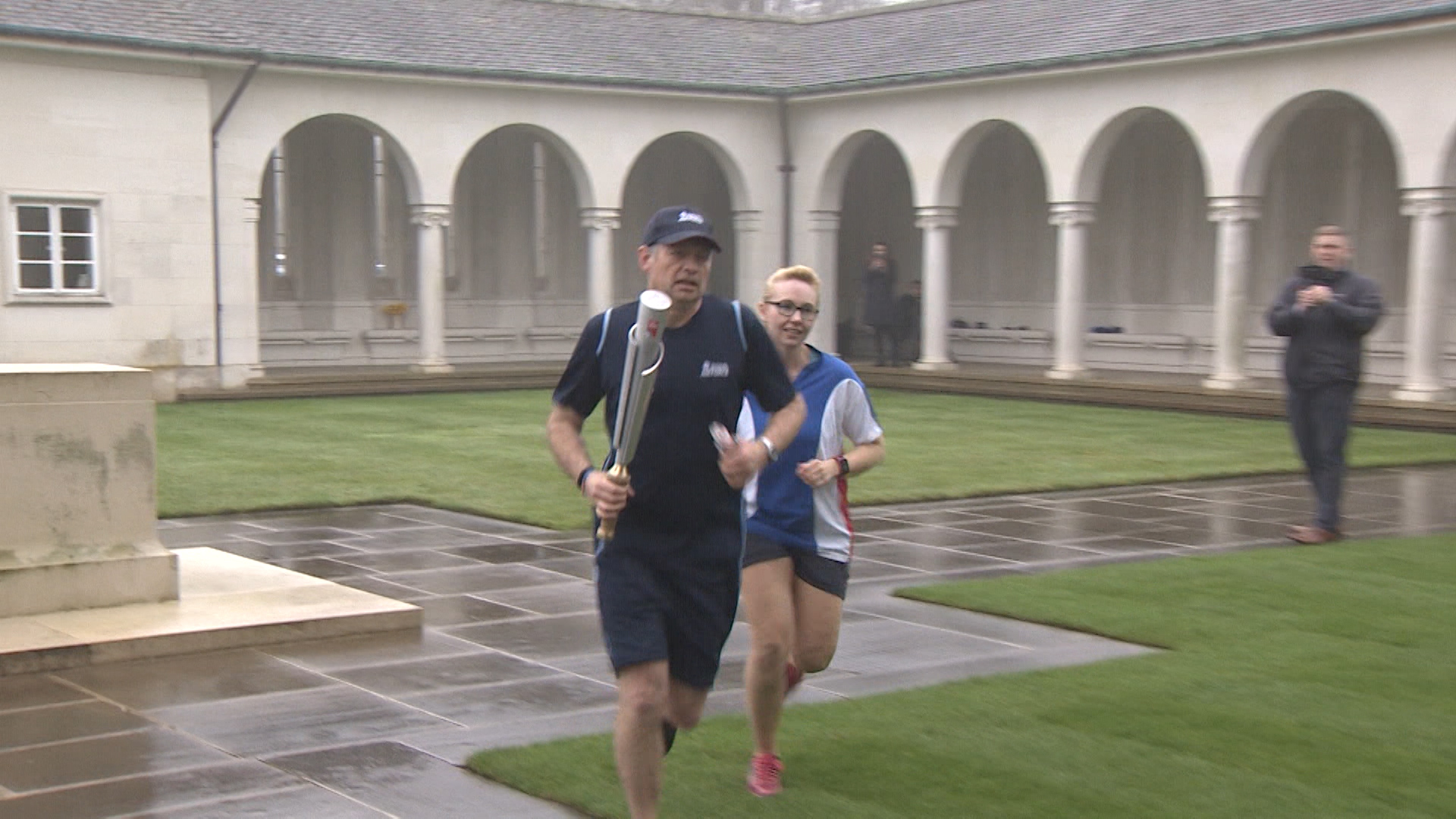 The torch was carried on an 18 mile journey before arriving at the memorial.