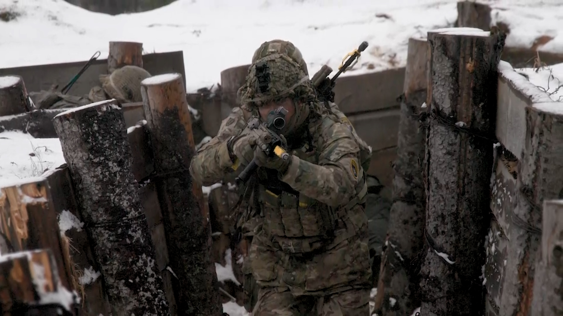 The trench system, similar to those found in Ukraine, gave the soldiers an excellent opportunity to practise their close quarters battle skills (Picture: Nato)