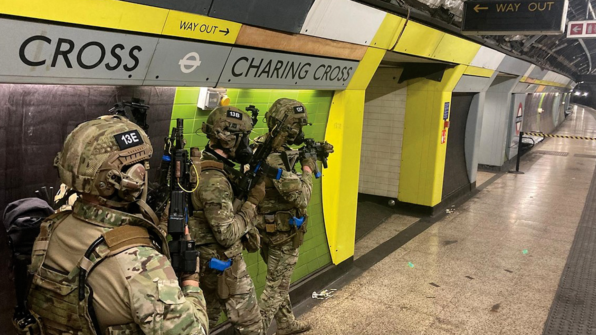 Members of the Royal Marines and RLC stormed the tunnels of the underground during Exercise Felix Assault (Picture: Globe and Laurel)