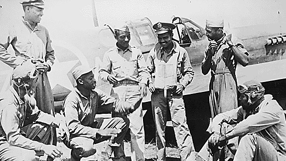 Tuskegee Airmen at a US base in the Mediterranean theater CREDIT National Archives and Records Administration