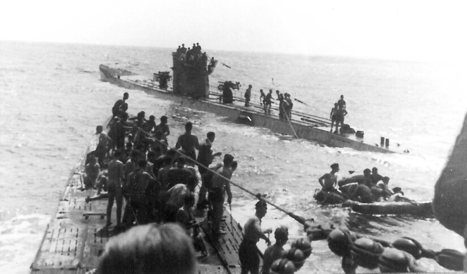Survivors of the Laconia on the deck of German submarine U-156