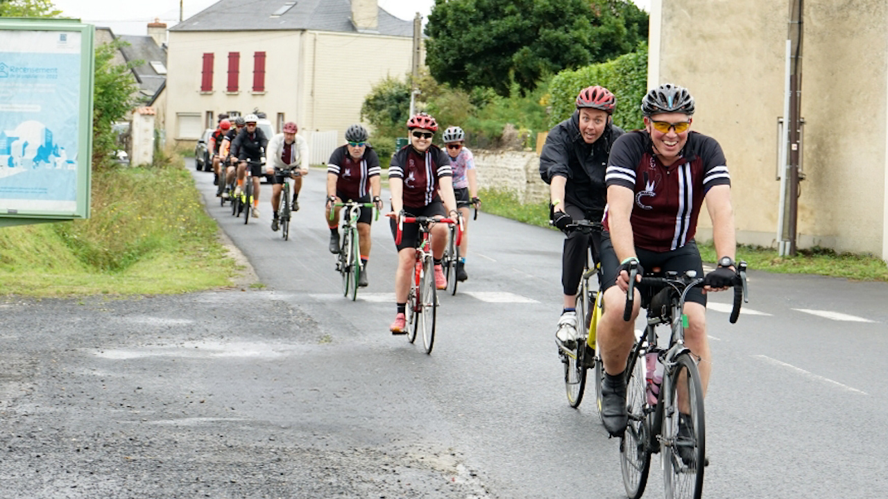 Before the unveiling of the Horsa Bridge memorial, the charity and trustees cycled four days from Dorset to France (Picture: The Veterans Charity)