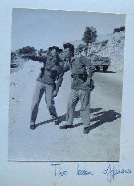 Two British officers fooling around in Palestine during the Palestine uprising