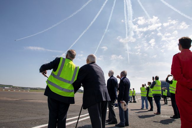 The veterans watch the Red Arrows during the flypast in Scotland (Picture: MOD).