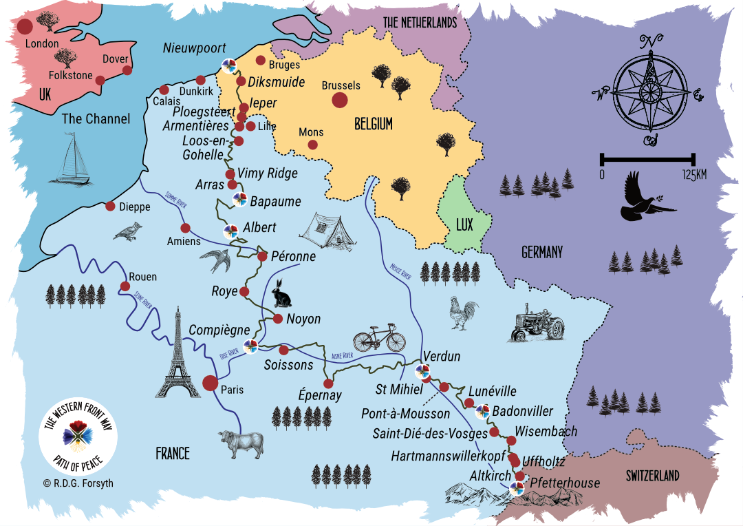The Western Front Way Map Picture thewesternfrontway.com