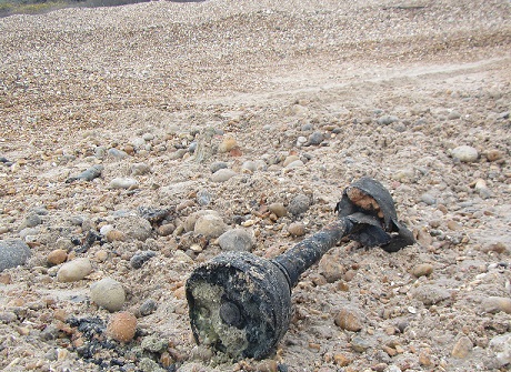 WW2 mortars on hordle cliff beach
